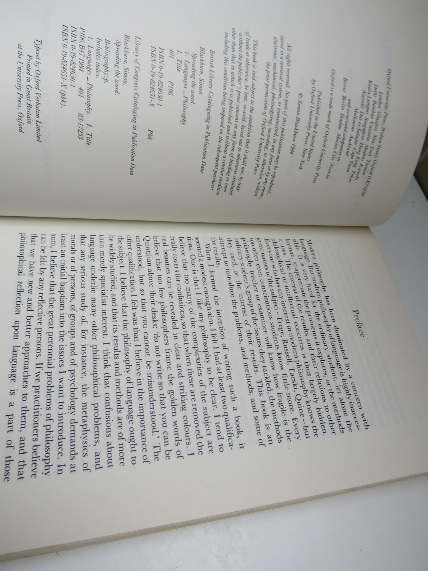 Spreading The Word Groundings In The Philosophy of Language by Simon Blackburn 1984