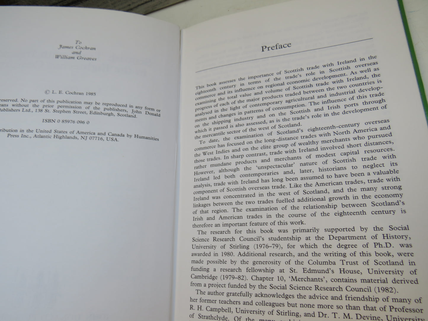 Scottish Trade With Ireland In The Eighteenth Century By L.E. Cochran 1985