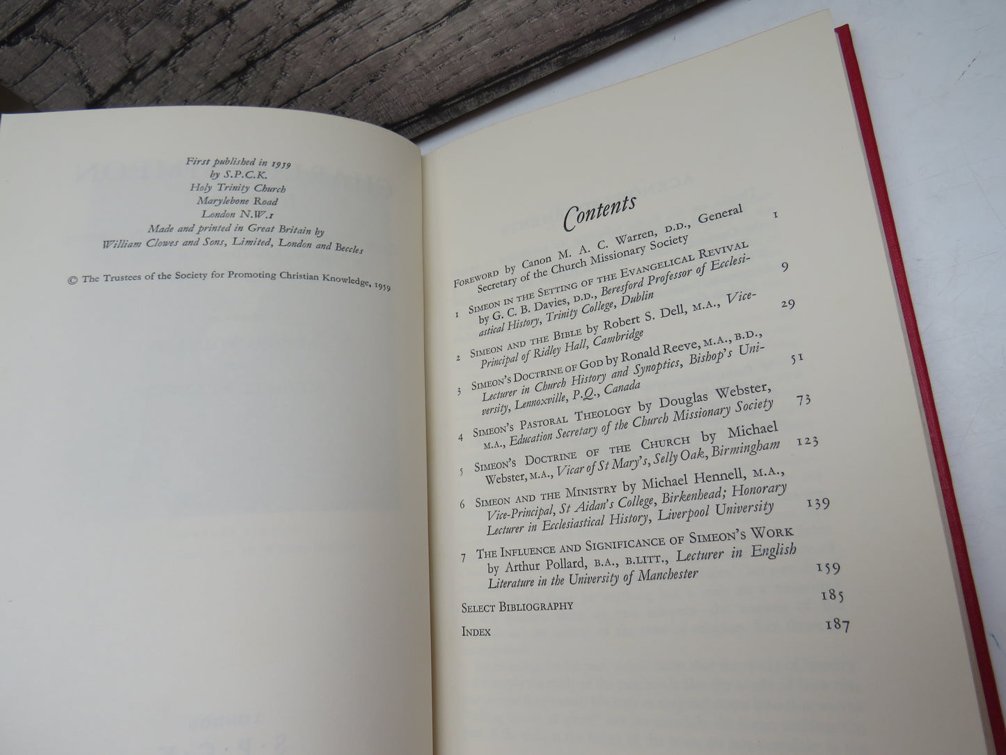 Charles Simeon (1759-1836) Essays Written In Commemoration On His Bi-Centenary By Members of the Evangelical Fellowship For Theological Literature Edited By Arthur Pollard and Michael Hennell 1959