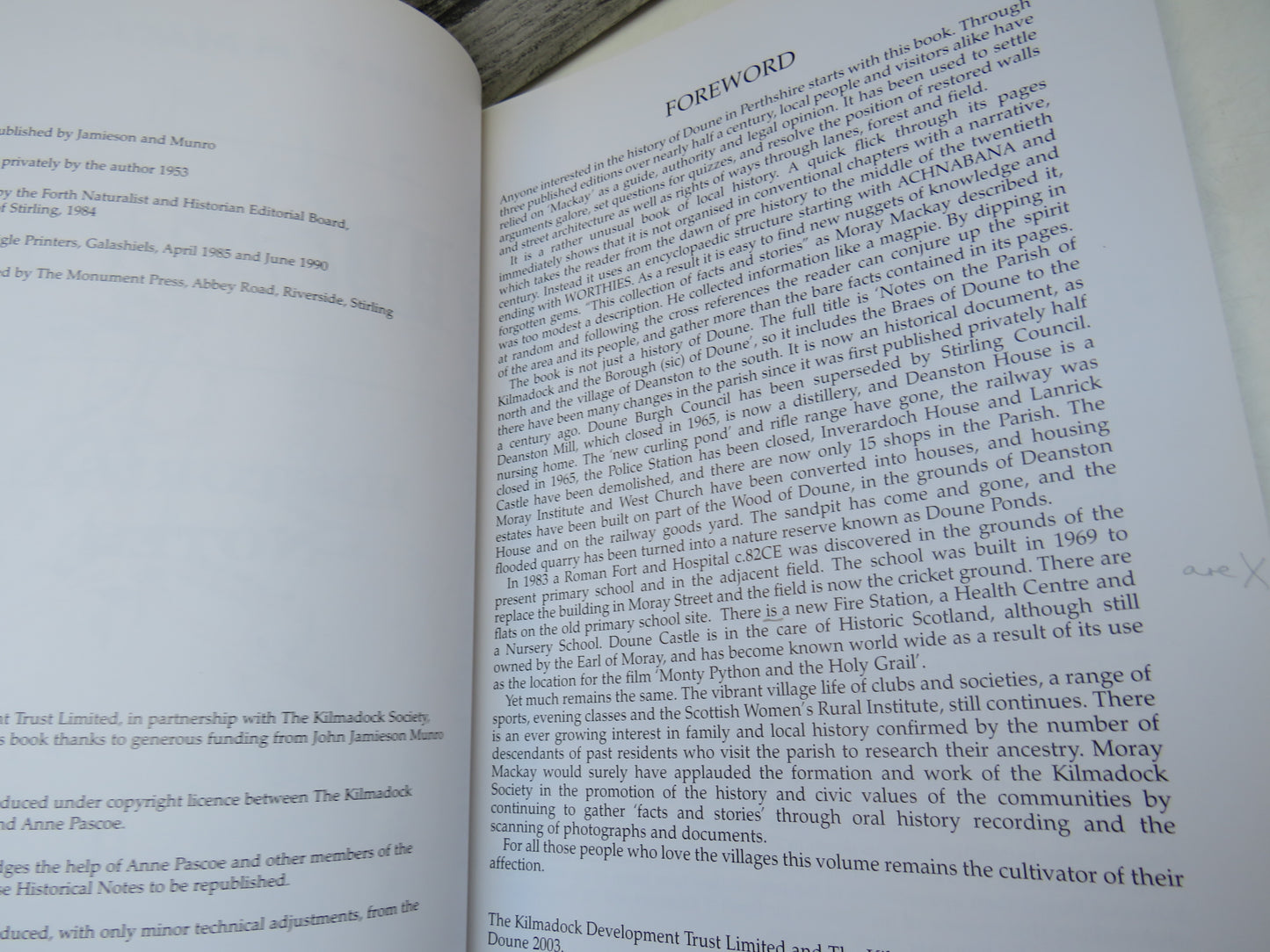 Doune Historical Notes By Moray S Mackay 1990