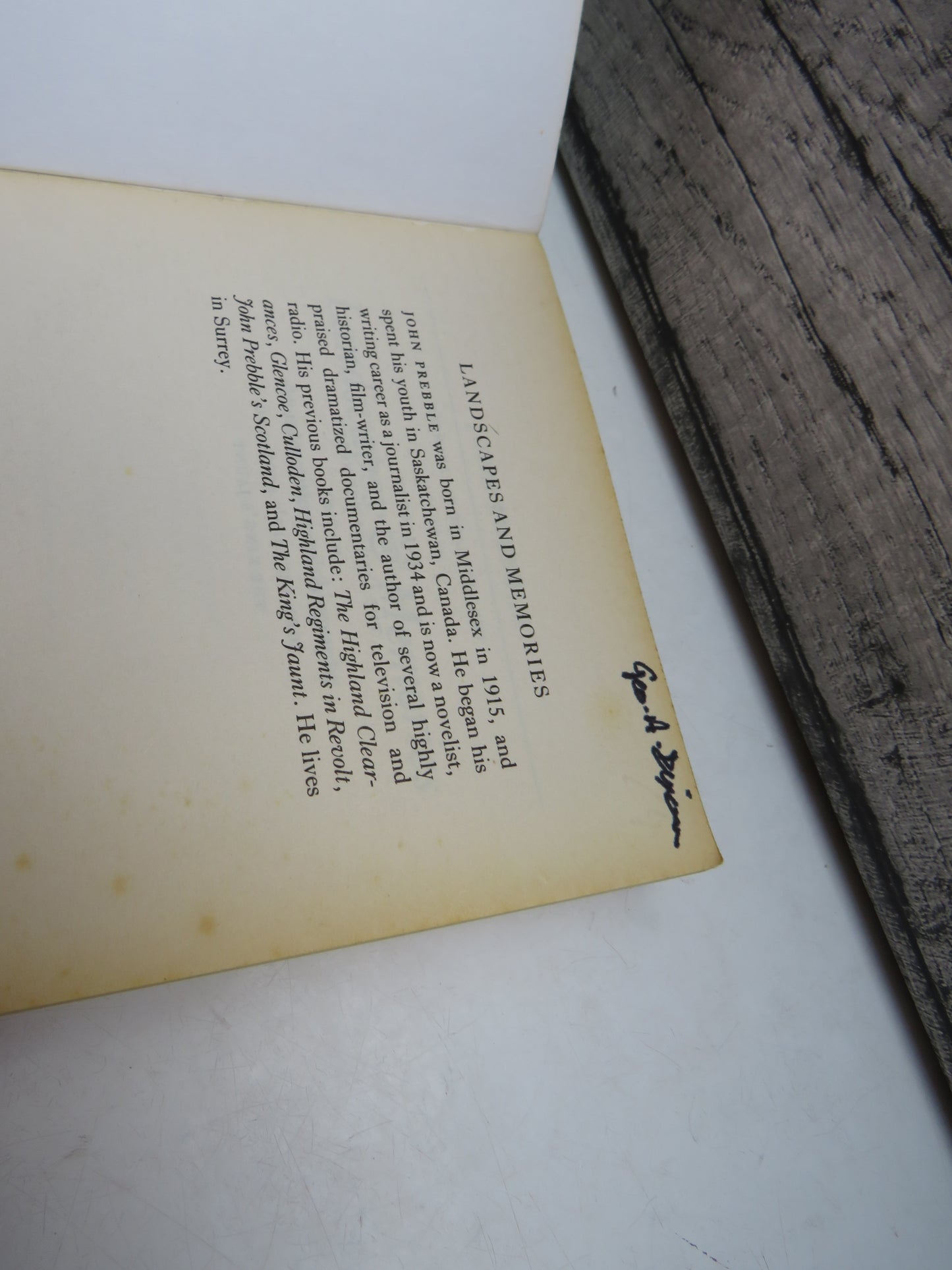 Landscapes & Memories An Intermittent Autobiography By John Prebble 1993