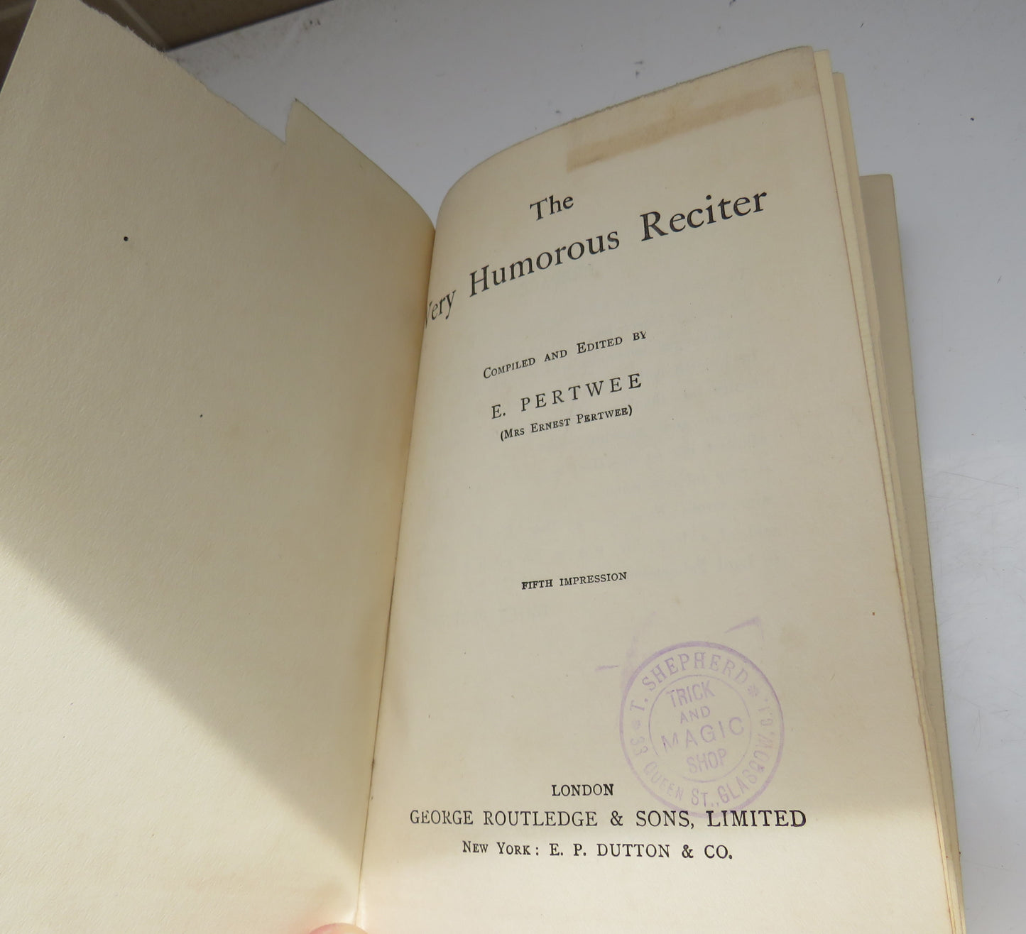 The Very Humorous Reciter, Compiled and Edited by E. Pertwee