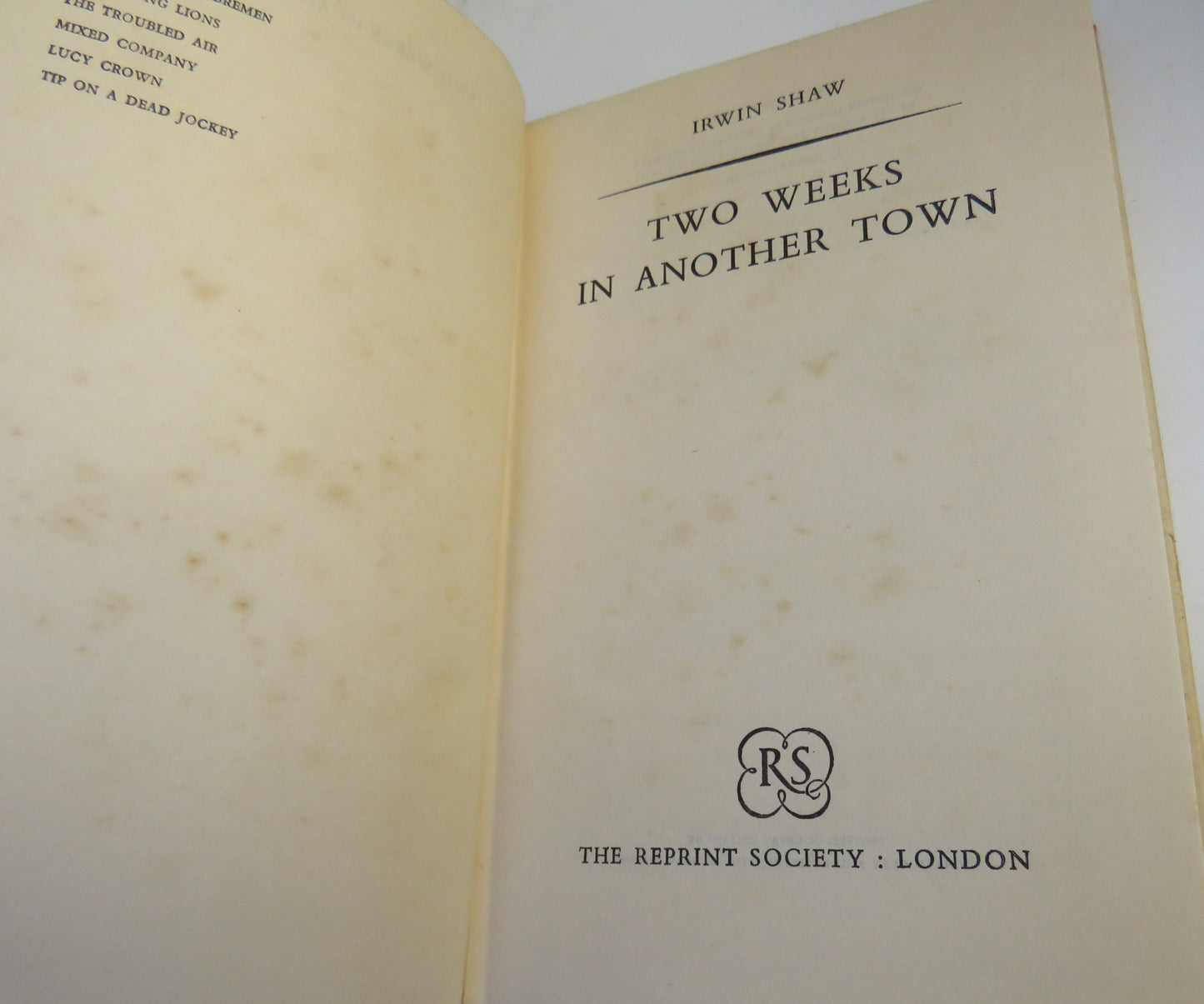 Two Weeks in Another Town by Irwin Shaw, 1960
