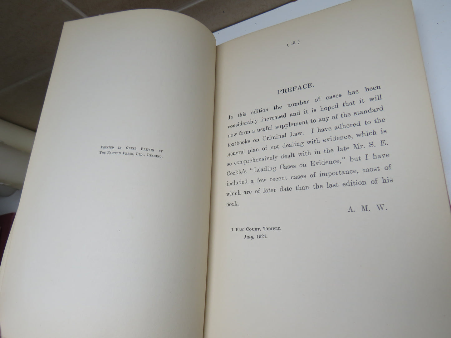 A Selection of Leading Cases Illustrating The Criminal Law by A.M. Wilshere 1924