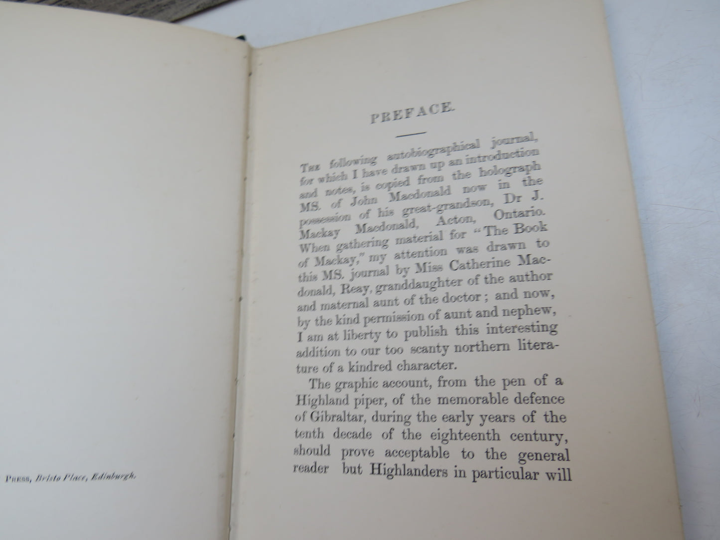 Autobiographical Journal of John MacDonald Schoolmaster and Soldier 1770-1830 With Introduction, Illustrations and Notes By The Rev Angus Mackay 1906
