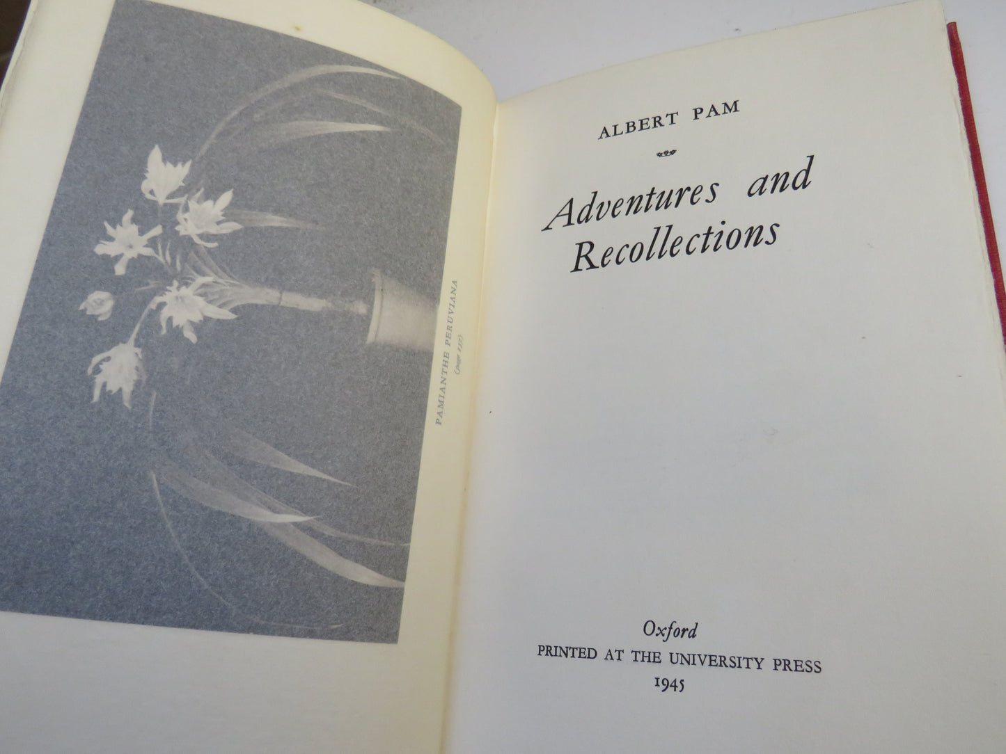 Adventures and Recollections by Albert Pam, 1945, Signed Copy