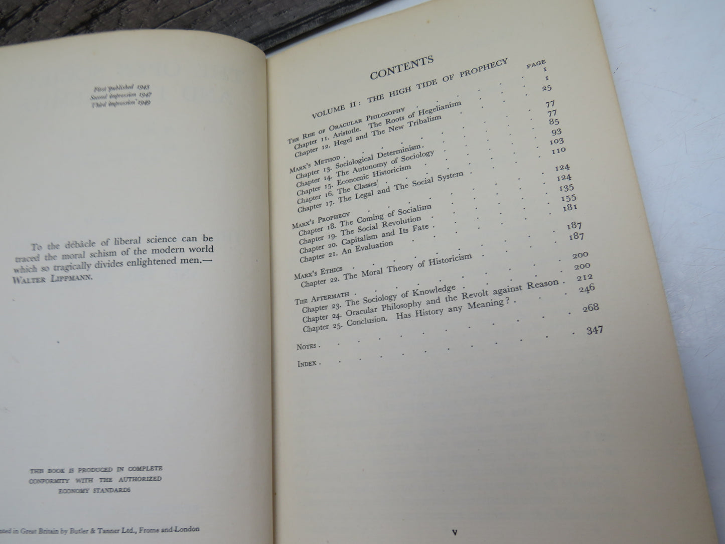 The Open Society And Its Enemies By K. R. Popper Volume II 1949