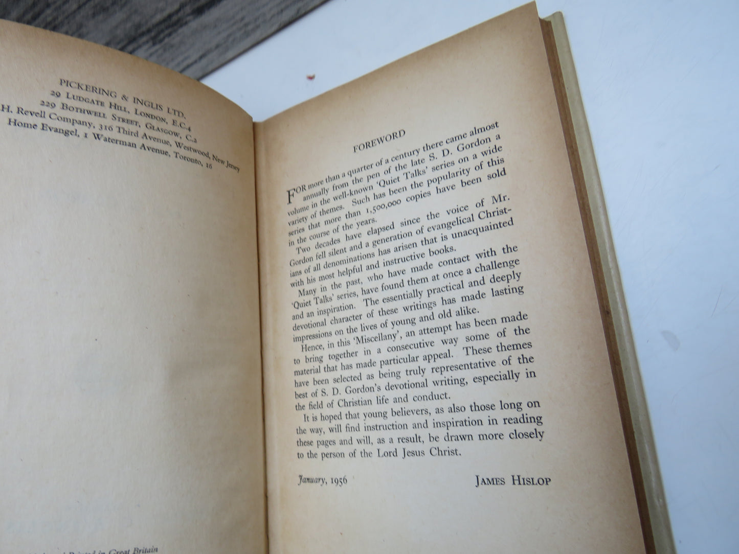 A Miscellany of Quiet Talks By S.D. Gordon 1956