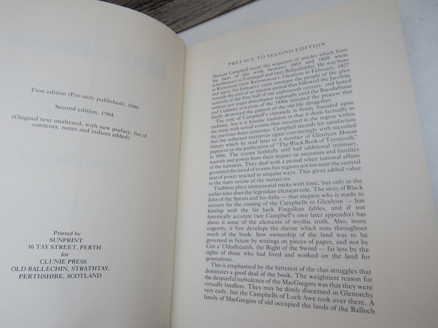 The Lairds of Glenlyon By Duncan Campbell 1984 Historical Sketches Relating Mainly To The Districts of Breadalbane, Glenlyon, Glenorchy and Rannoch