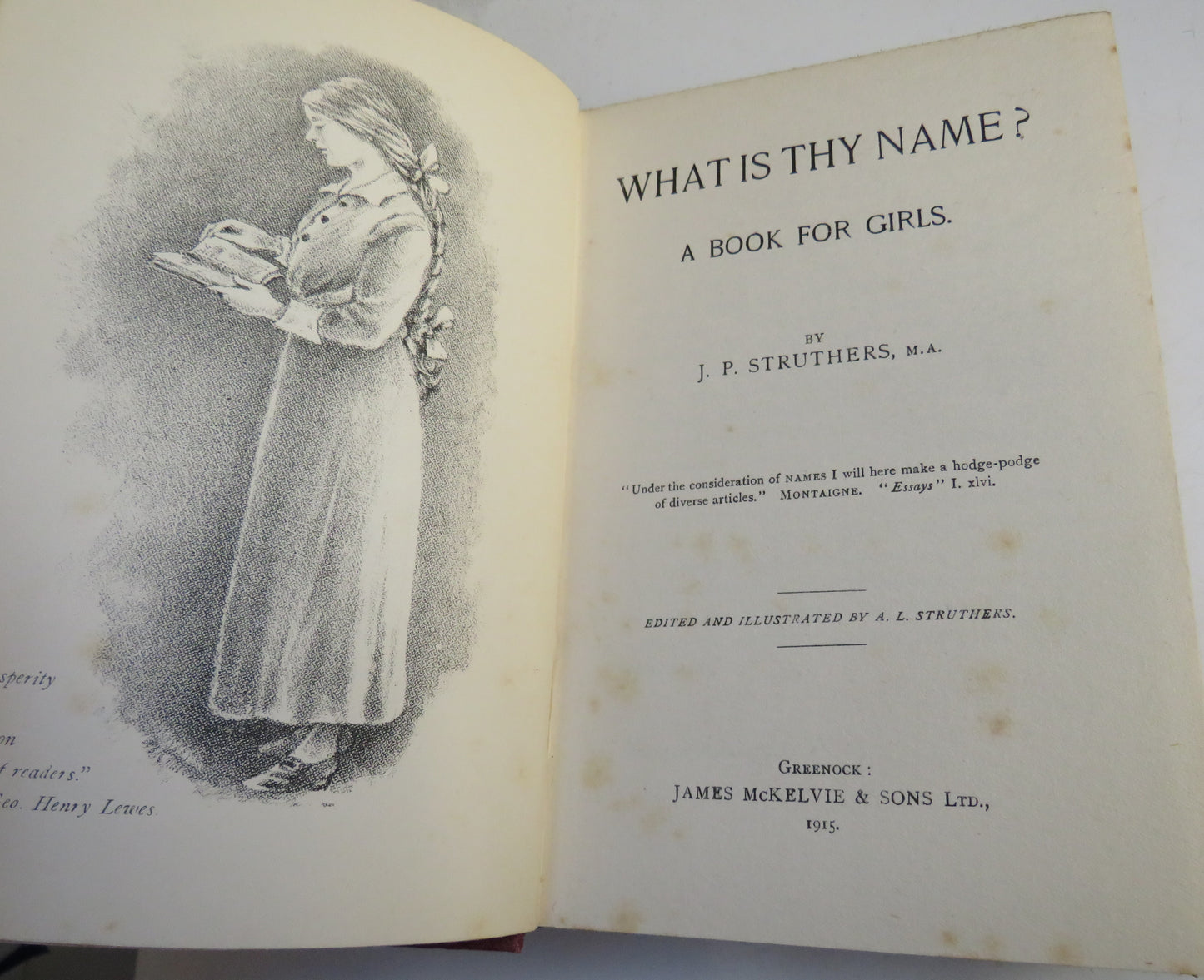 What is They Name? A Book For Girls By J.P Struthers 1915