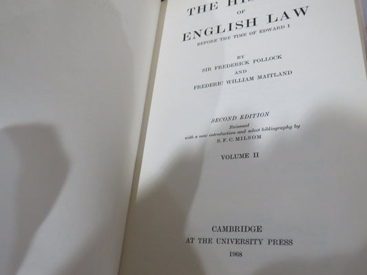 Vintage Book of 'the history of english law before the time of edward i by sir frederick pollock and frederic william maitlan