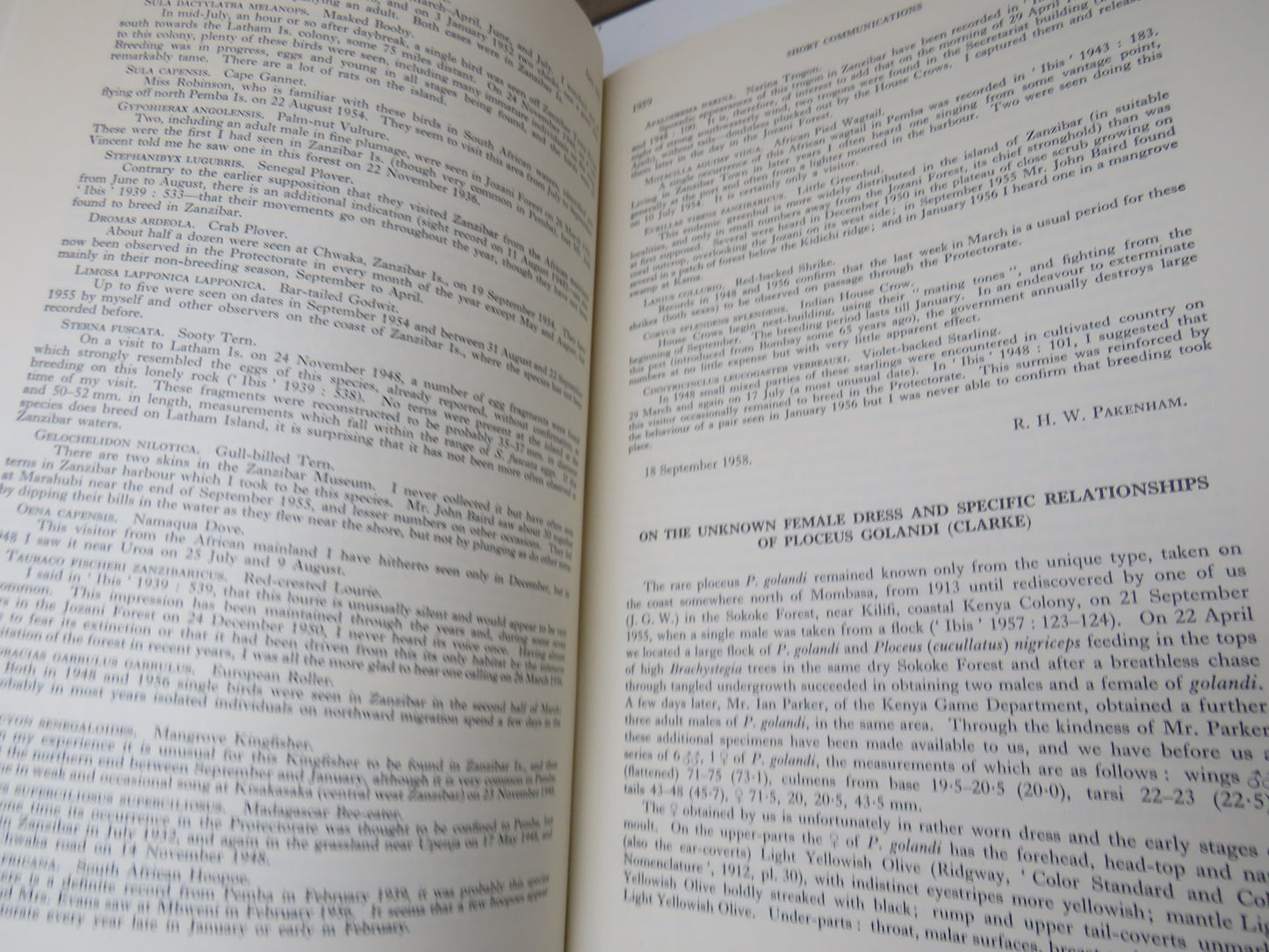 The Ibis Journal of the British Ornithologists Union Volume 101 1959