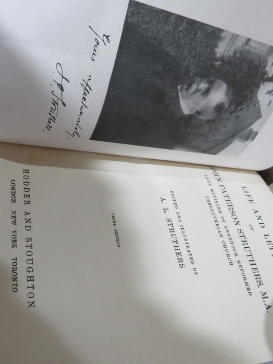 Vintage Book of 'life and letters of john paterson struthers late minister of greenock reformed presbyterian church'