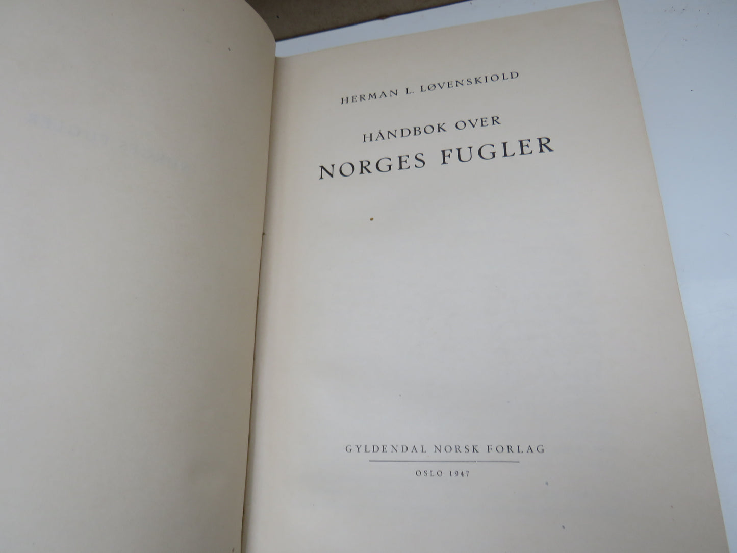 Handbok Over Norges Fugler By Herman L. Lovenskiold 1947