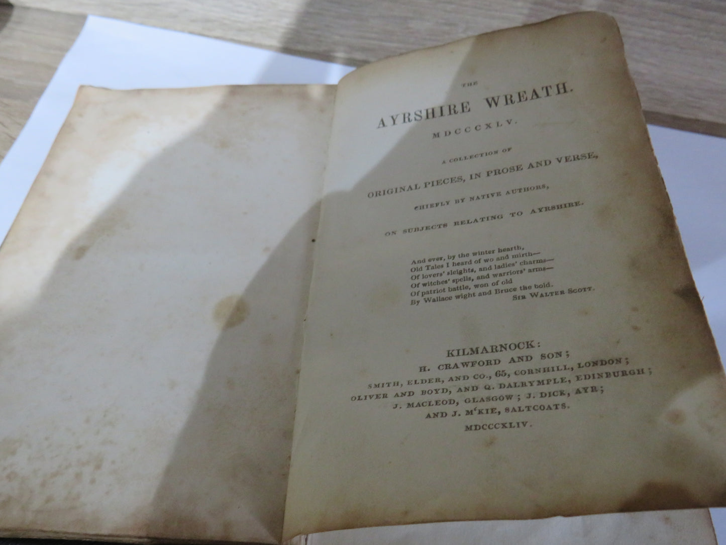 Antique Book of 'the ayrshire wreath mdcccxlv a collection of original pieces in prose and verse 1844'