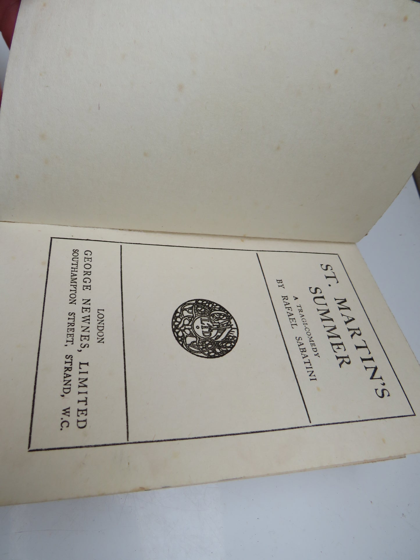 St. Martin's Summer A tragi-Comedy By Rafael Sabatini