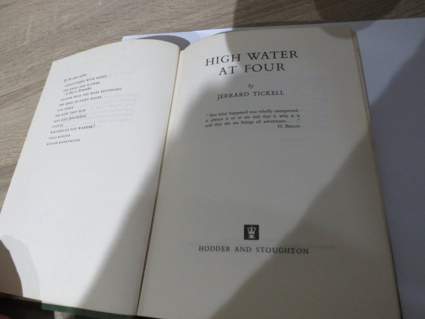 High Water At Four By Jerrard Tickell 1965 1st Edition
