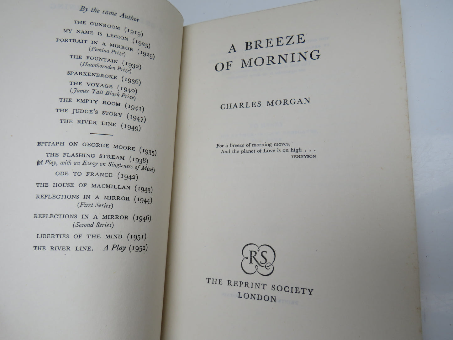 A Breeze of Morning By Charles Morgan 1953