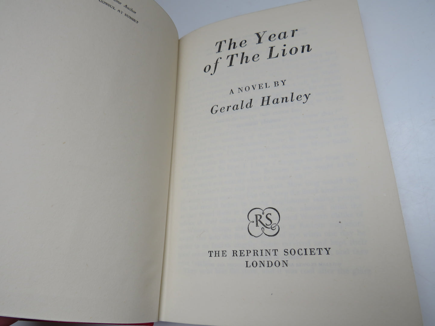 The Year of the Lion A Novel By Gerald Hanley 1955