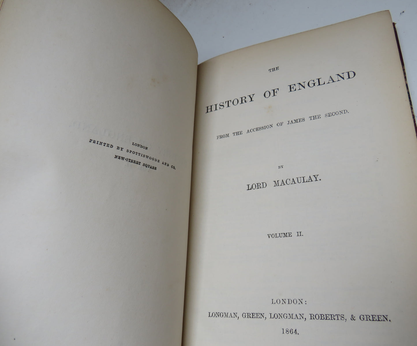 For Sale - The History of England From The Accession of James II By Lord Macaulay Volume II - 1864