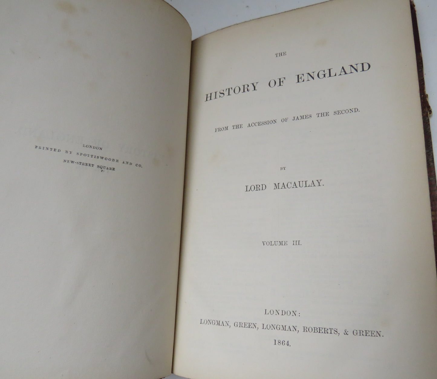 The History of England From The Accession of James II By Lord Macaulay Volume III - 1864
