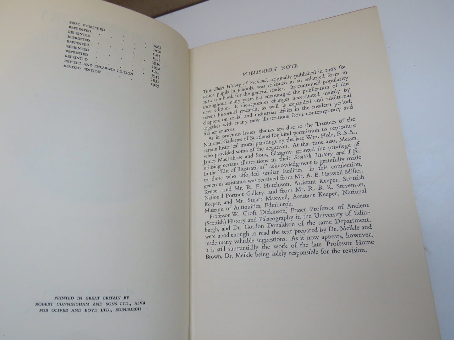 A Short History of Scotland By P. Hume Brown 1955