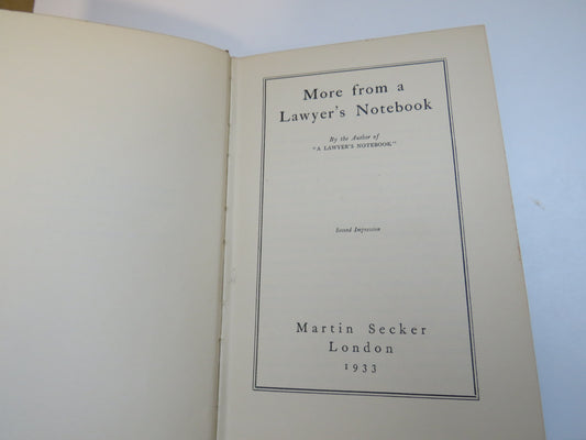More From A Lawyer's Notebook 1933