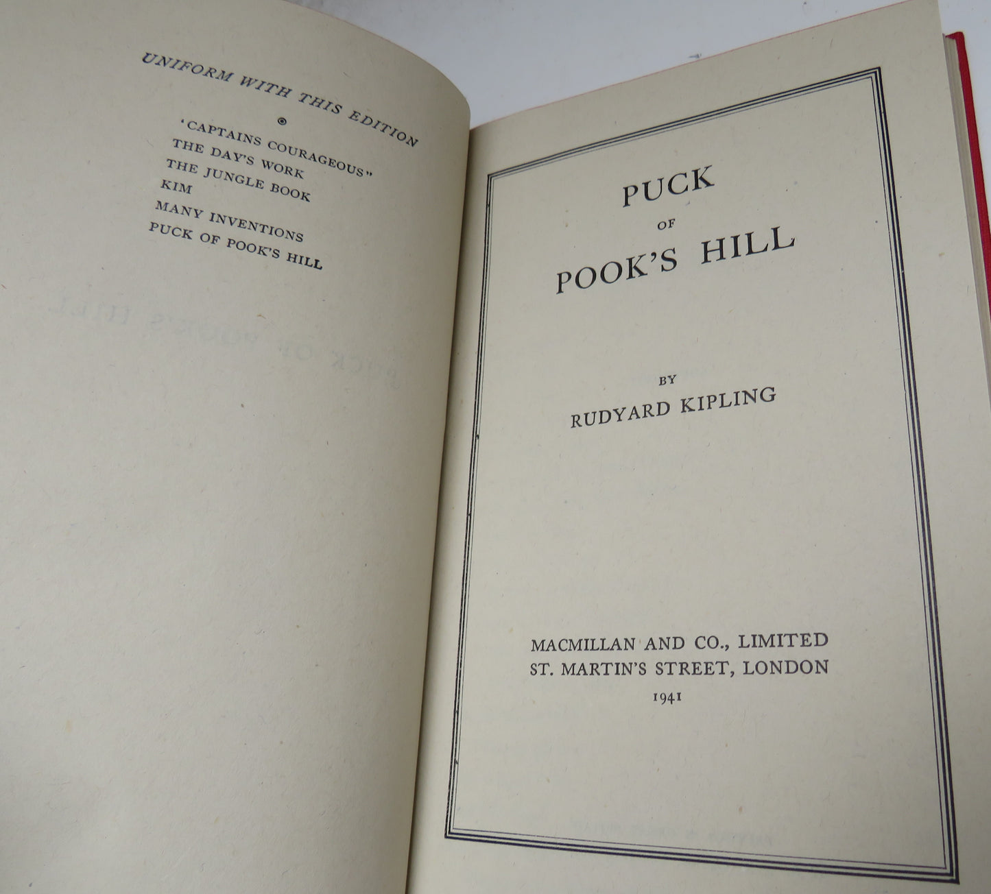 Puck of Pook's Hill By Rudyard Kipling 1941