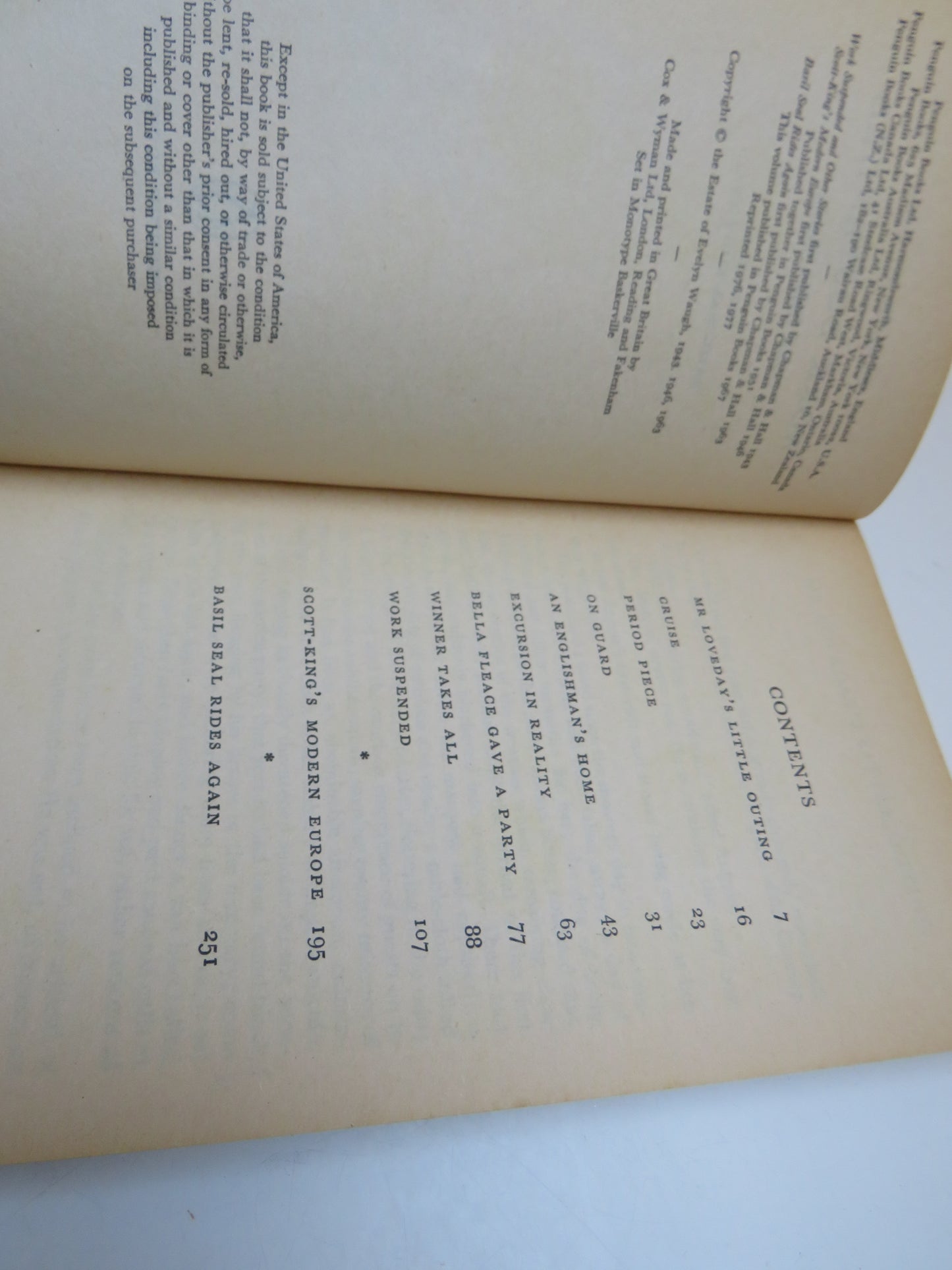 Work Suspended and Other Stories By Evelyn Waugh Penguin Books 1977