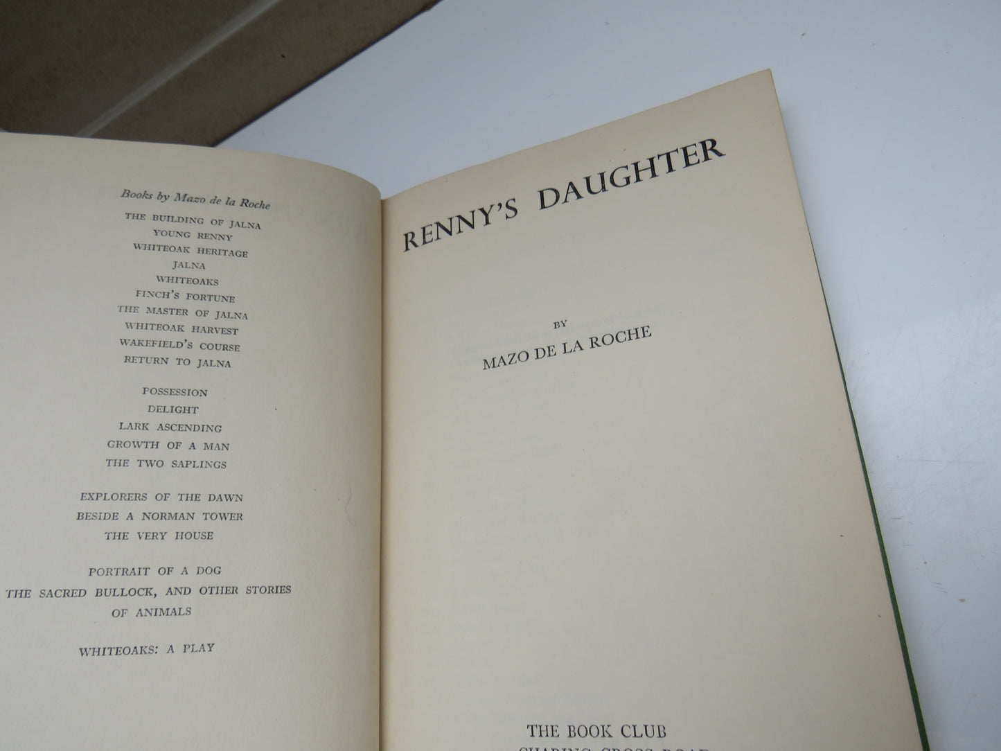 Renny's Daughter By Mazo De La Roche, Antique Book