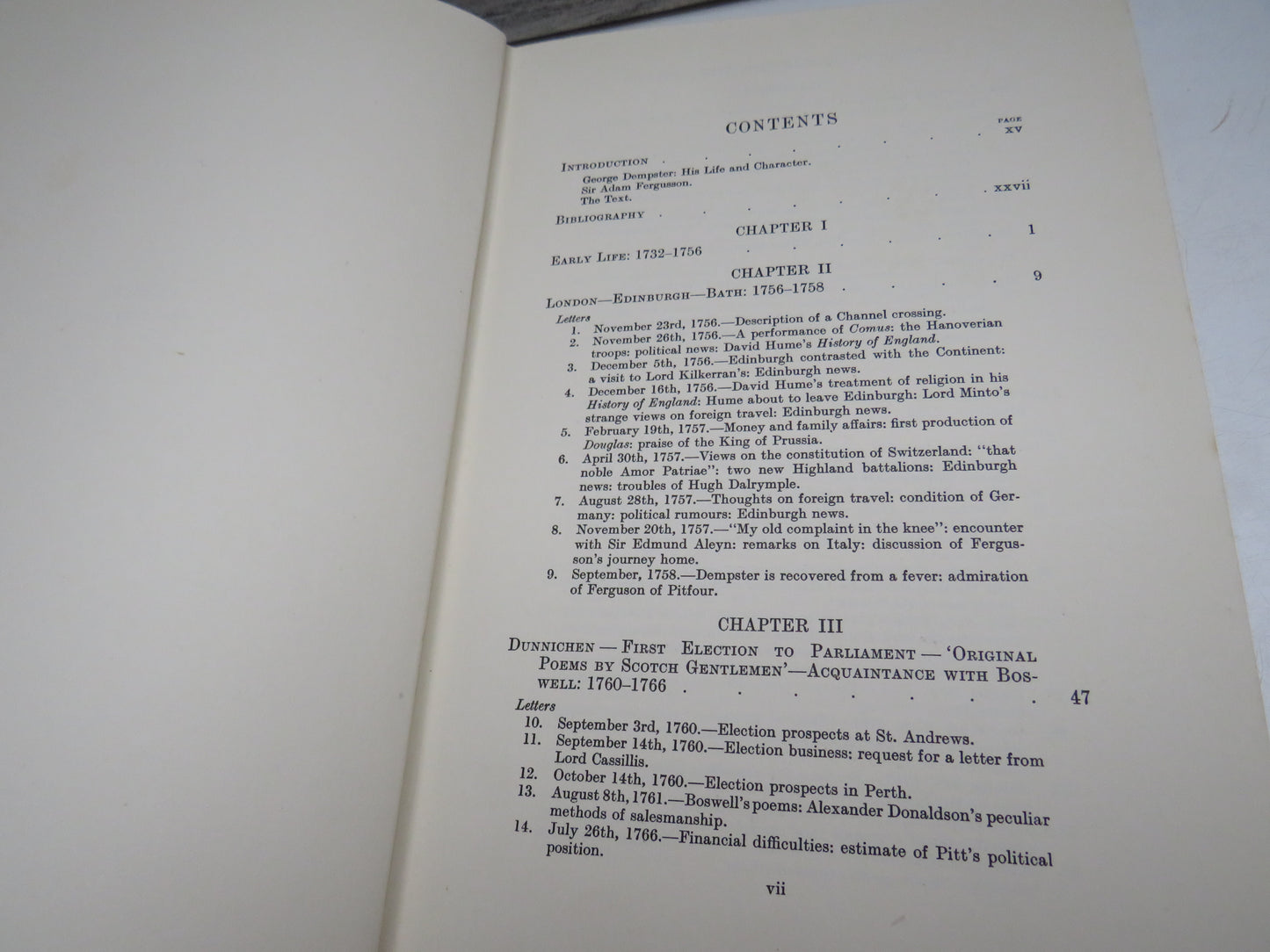 Letters of George Dempster To Sir Adam Fergusson 1756-1813 With Some Account Of His Life Edited by James Fergusson 1934
