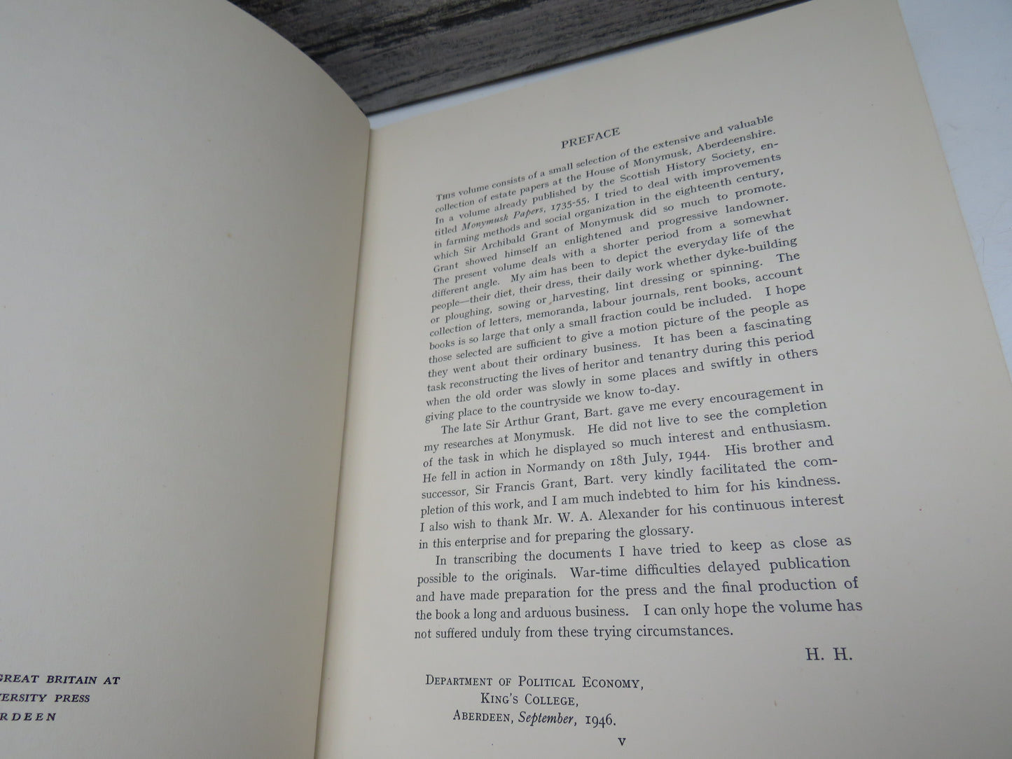 Life and Labour On An Aberdeenshire Estate 1735-1750 (Being Selections From The Monymusk Papers) Transcribed and Edited By Henry Hamilton D. Litt 1946 Spalding Club