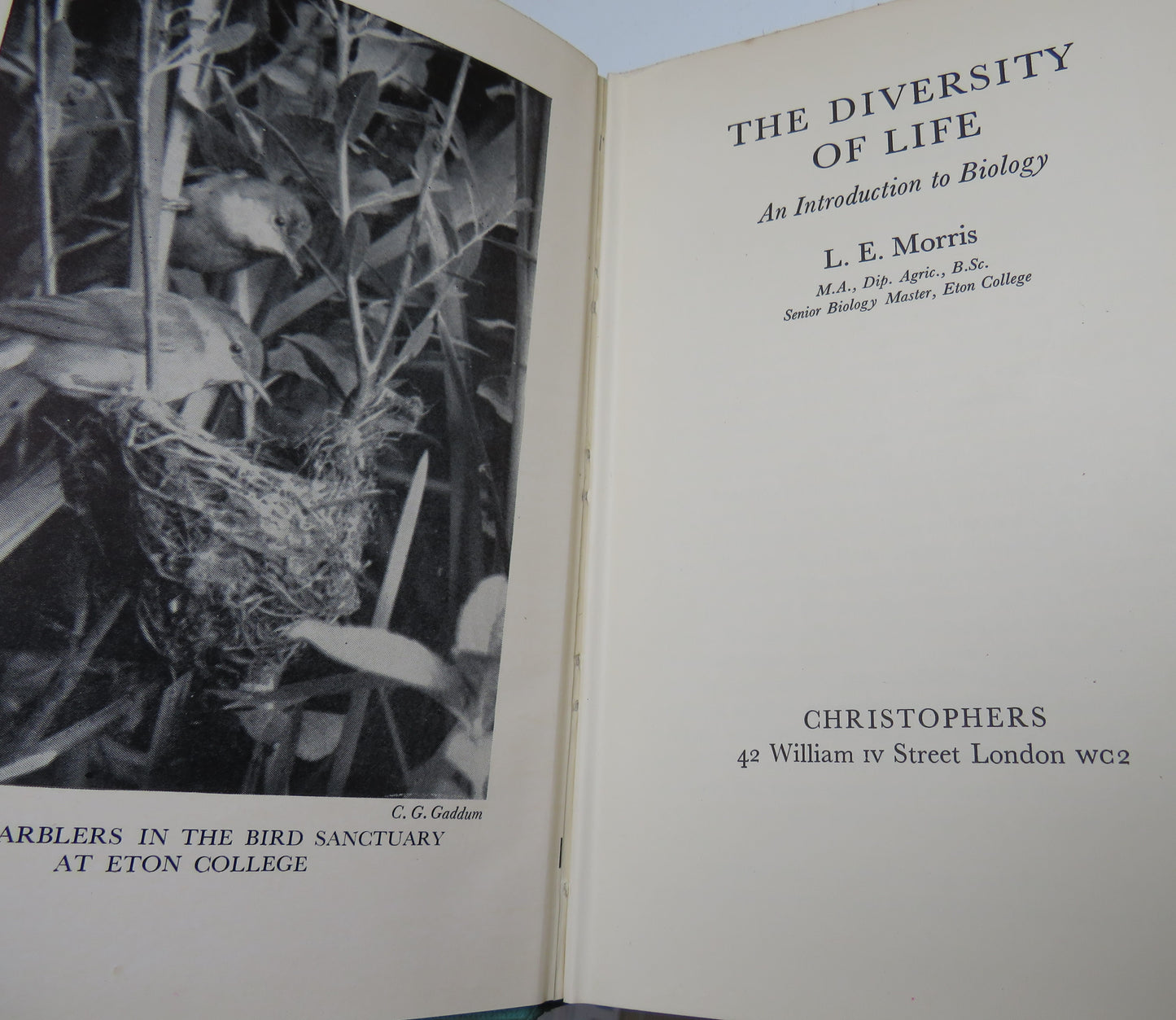 The Diversity of Life An Introduction To Biology By L.E. Morris 1957