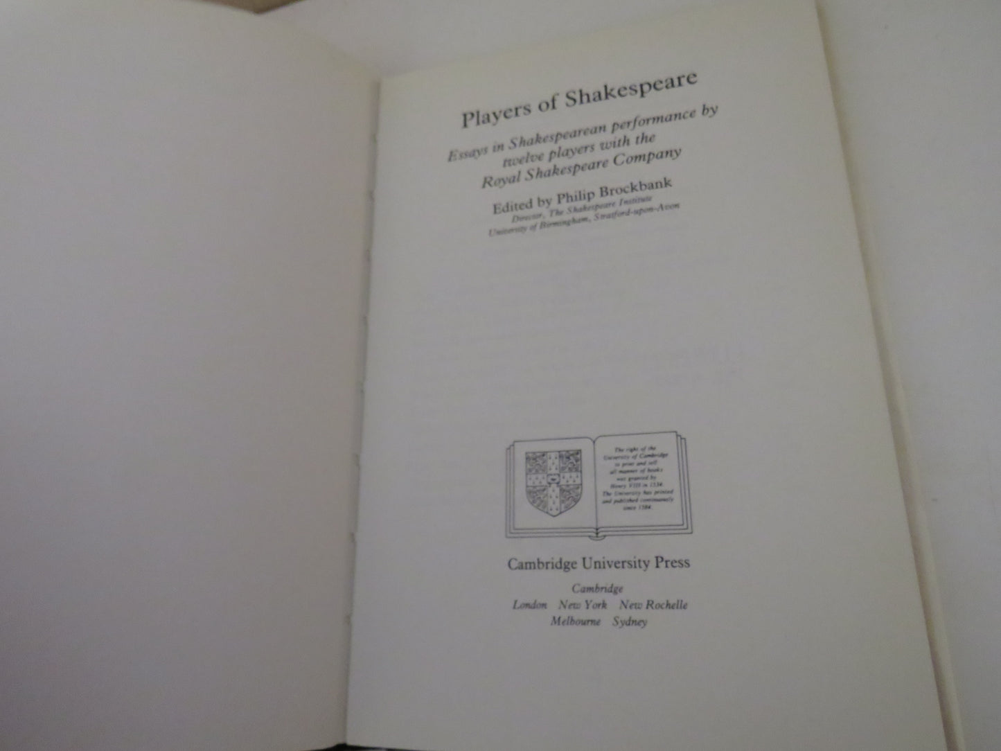 Players Of Shakespeare Essays In Shakespearean Performance By Twelve Players With The Royal Shakespeare Company 1985