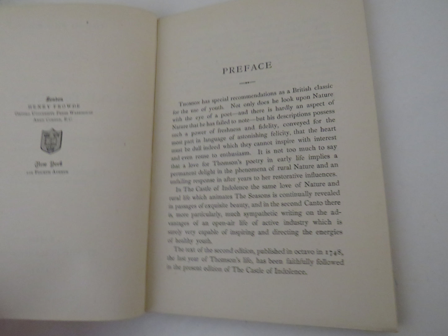 Thomson The Castle of Indolence Edited With Biographical Sketch, Introduction Notes, and a Glossary By J. Logie Robertson 1892