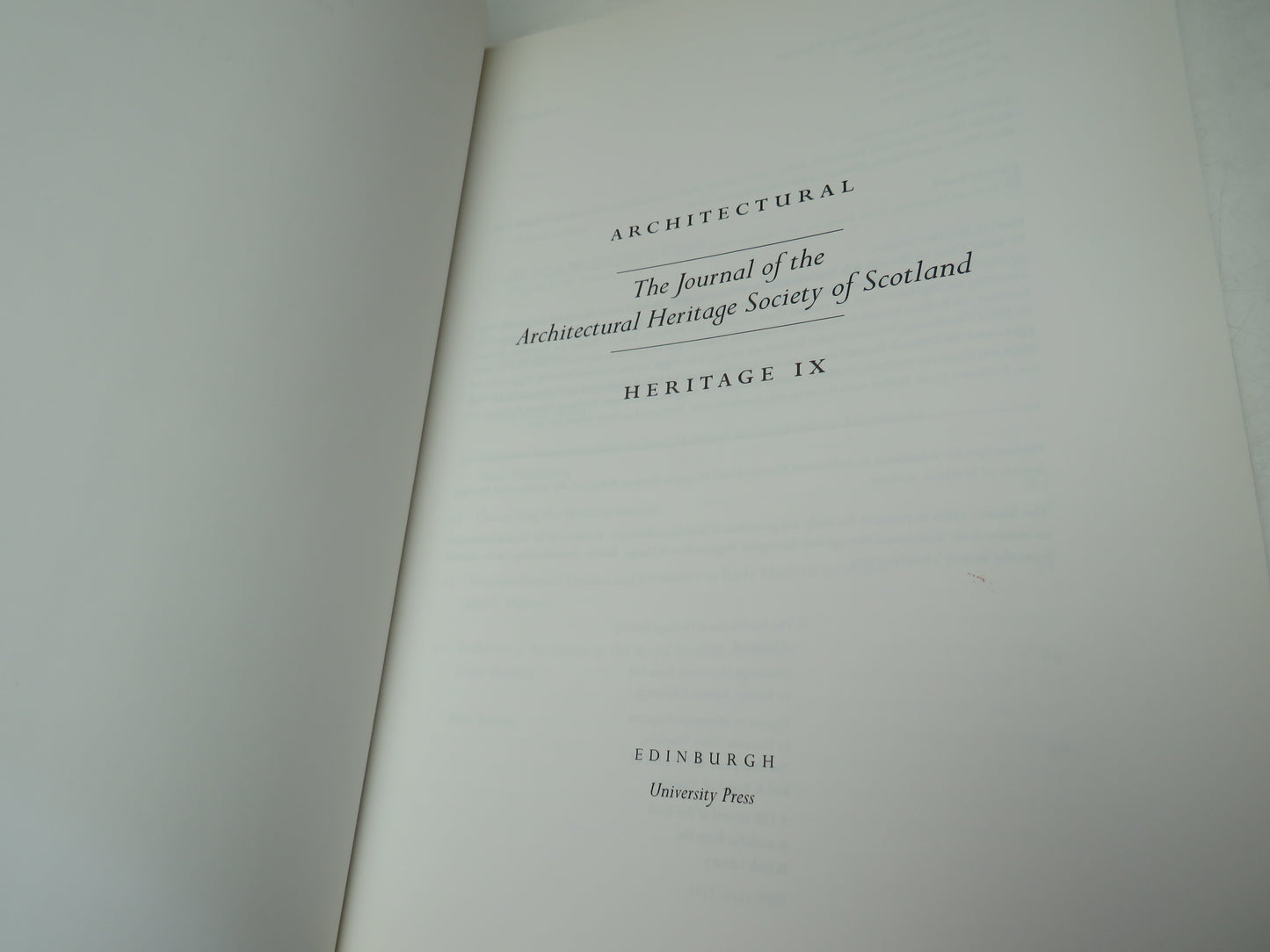 Architectural The Journal of The Architectural Heritage IX 1998