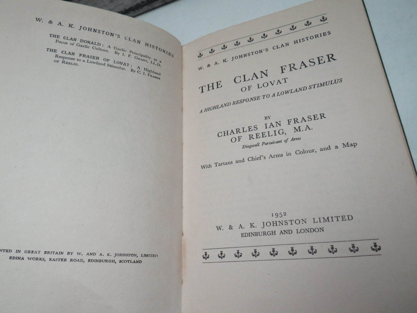The Clan Fraser Of Lovat By C.I. Fraser of Reelig 1952