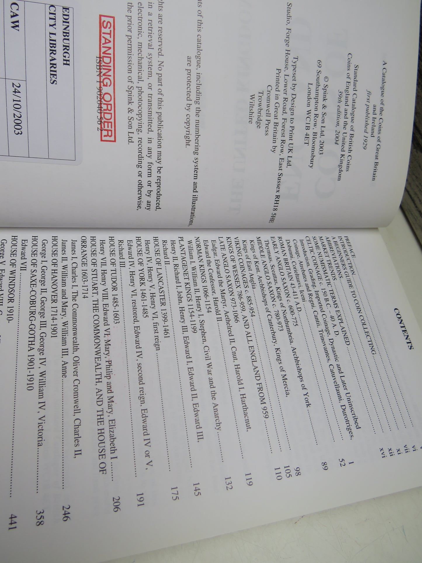 Coins of England & the United Kingdom, Spink Standard Catalogue of British Coins 39th Edition by Spink (Reference Book, 2004)