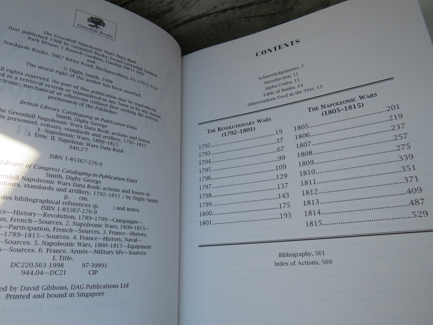 The Greenhill Napoleonic Wars Data Book By Digby Smith 1998