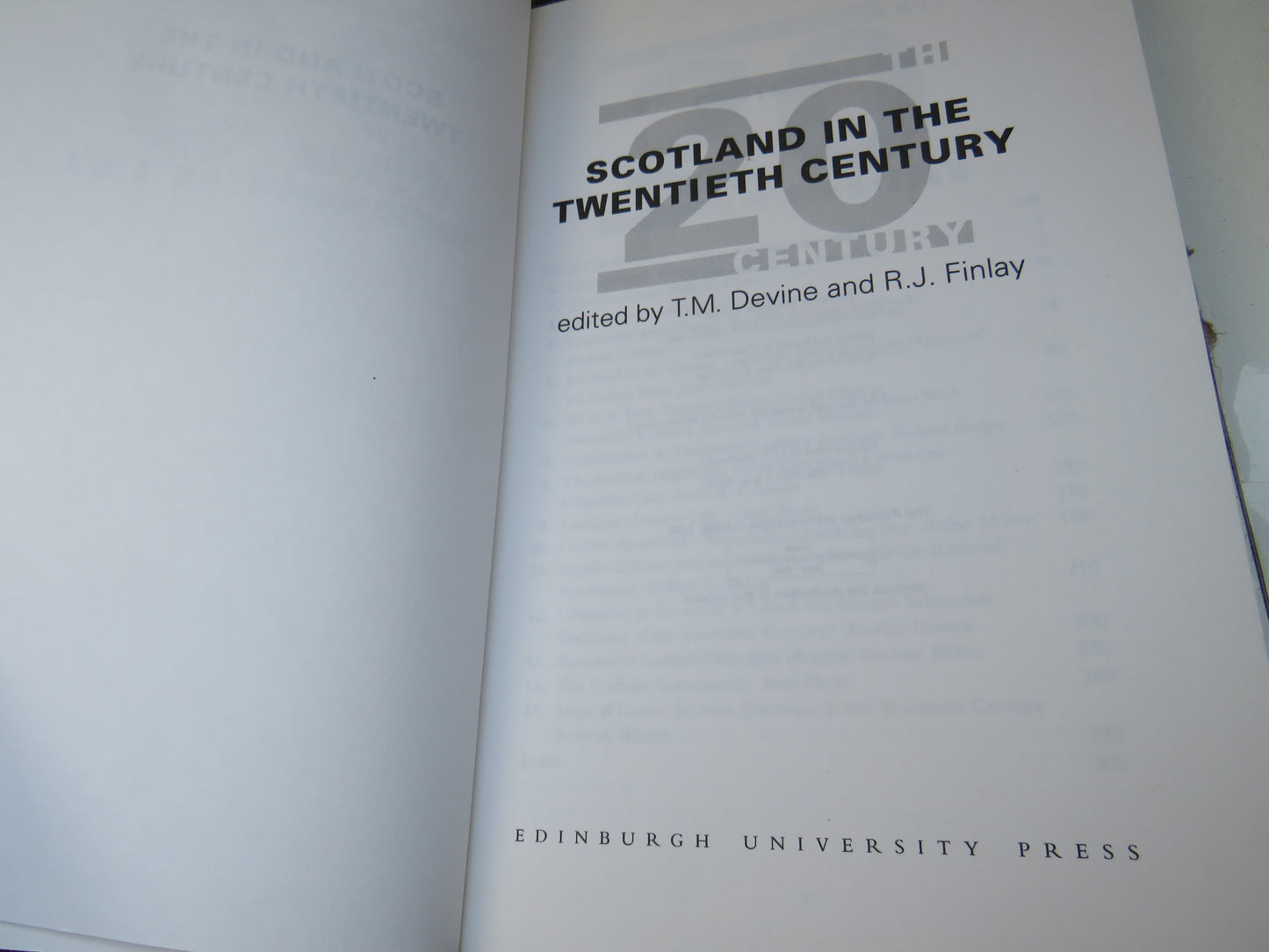 Scotland In The Twentieth Century Edited By T.M. Devine and R.J. Finlay 1996