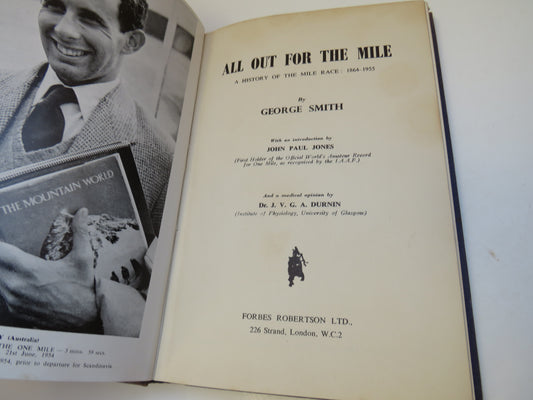 All Out For The Mile A History Of The Mile Race: 1864-1955 By George Smith 1955 1st Edition