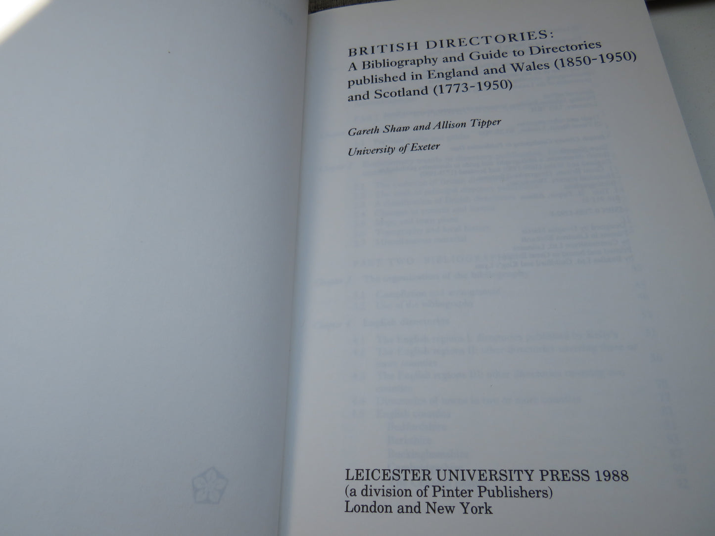British Directories: A Bibliography and Guide To Directories Published In England and Wales (1850-1950) and Scotland (1773-1950) By Gareth Shaw and Allison Tipper 1988