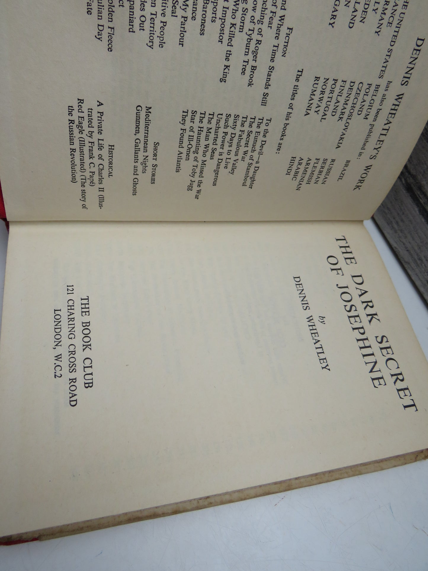 The Dark Secret of Josephine by Dennis Wheatley (Thriller Book, 1955)