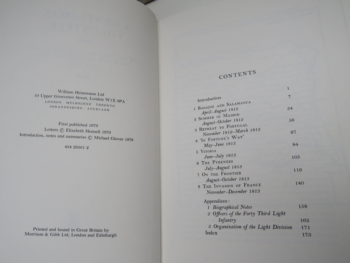 A Gentleman Volunteer The Letters of George Hennell From The Peninsular War 1812-1813 Edited By Michael Glover 1979