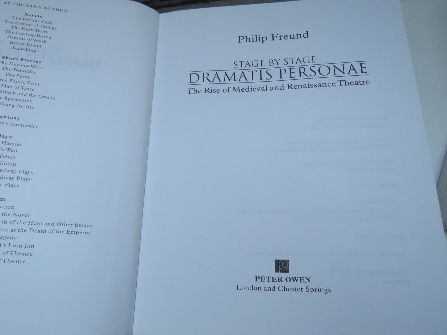 Dramatis Personae by Philip Freund, Stage by Stage (Theatre History Book, 2006)