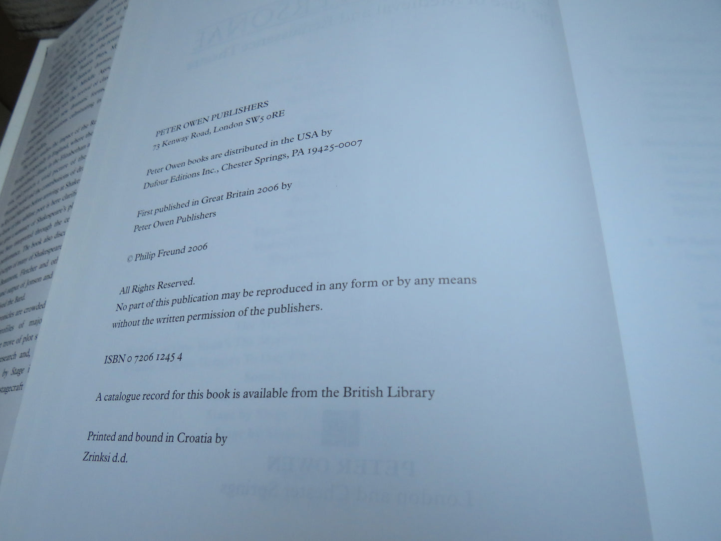 Dramatis Personae by Philip Freund, Stage by Stage (Theatre History Book, 2006)