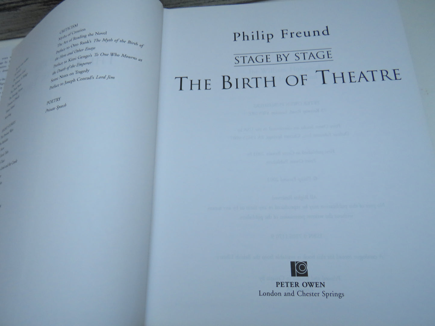 The Birth of Theatre by Philip Freund, Stage by Stage (Theatre History Book, 2003)