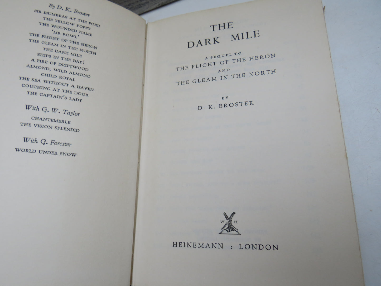 The Dark Mile by D. K. Broster (Historical Fiction Book, 1965)