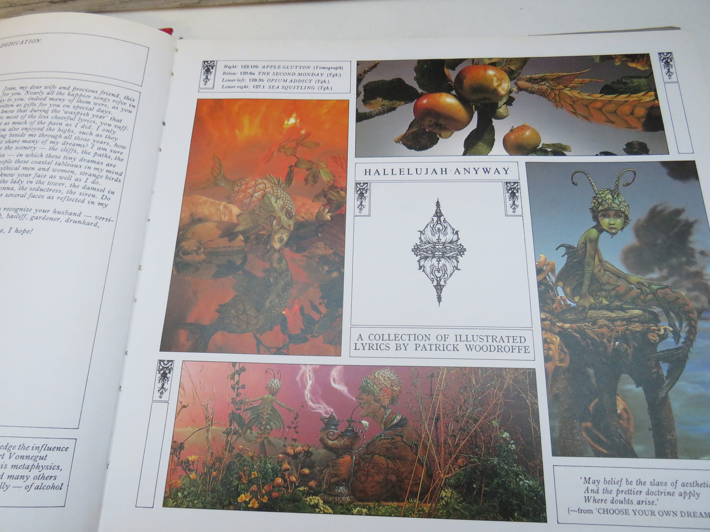Hallelujah Anyway, A collection of Illustrated Lyrics by Patrick Woodroffe (Art Book, 1984)