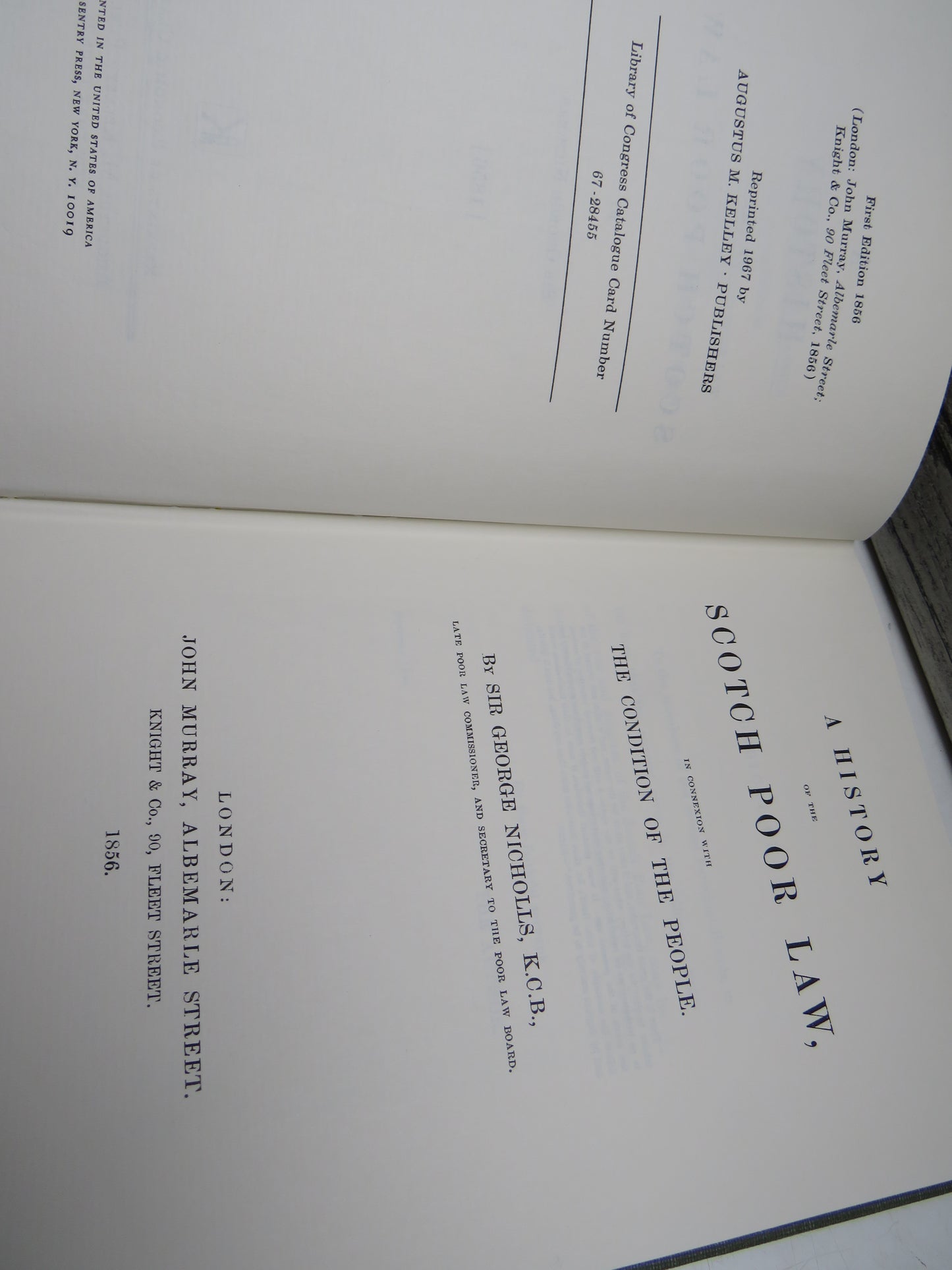 A History of the Scotch Poor Law By Sir George Nicholas (1856) 1967 Reprint